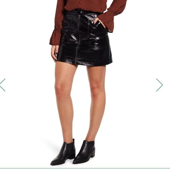 MinkPink Coyote Faux Leather Black Mini Skirt - Picture 5 of 11